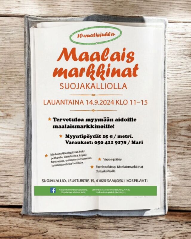 Korpilahden eteläiset kylät järjestävät perinteikkäät maalaismarkkinat 14.9 Suojakalliolla. Tapahtumalla on juhlavuosi kun markkinat kasataan jo 10 kerran. Kuten jo monena edellisenä vuonna, olemme mukana tapahtumassa.

#toffee #toffeetupa #maalaismarkkinat #markkinat